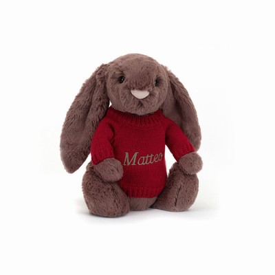 Jellycat Bashful Fudge Bunny with Red Jumper UK | 29185XKNY